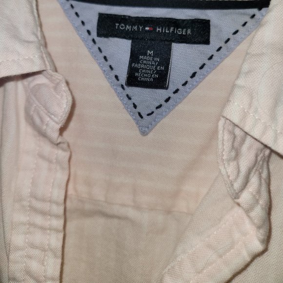 Tommy Hilfiger Collared Pink Stripe Shirt & Pink Gray Sweater Vest Set - Picture 11 of 15